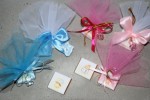 Tischdekoration mit Schokolade zur Taufe, Babyshower oder Geburt