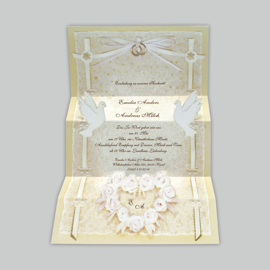 Romantische Einladungen für die Hochzeit, Elegante Einladungen