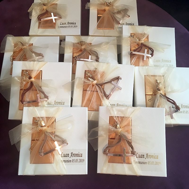 Moderne Gastgeschenke zur Kommunion, Firmung mit Rosenkranz