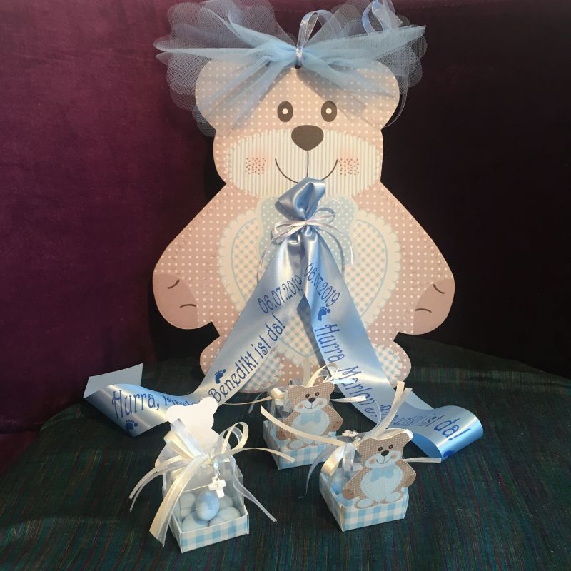 Gastgeschenk Taufe Junge 'Bärchen' Teddybär Taufmandeln 