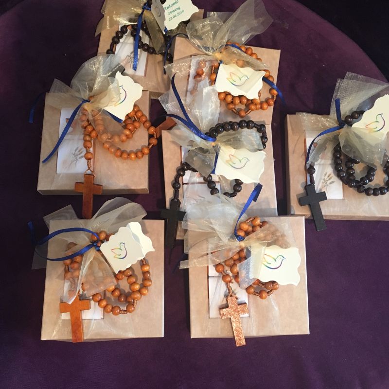 Moderne Gastgeschenke zur Kommunion, Firmung mit Rosenkranz