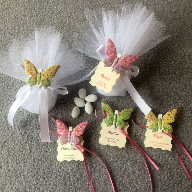 Gastgeschenk mit Schmetterling, Tischkarte