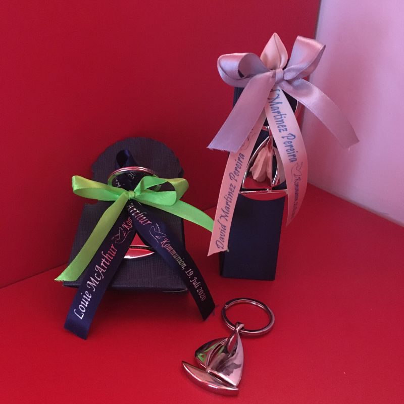 Gastgeschenk Schlüsselanhänger mit Segelboot zur Kommunion Firmung Konfirmation